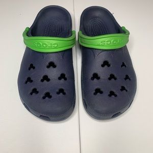 Crocs Navy Blue With Green Handle Size W 8-9 M 6-7